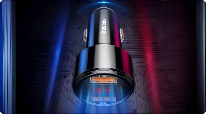 BASEUS SZYBKA ŁADOWARKA SAMOCHODOWA DO TELEFONU 45W 2x USB 6A QC 3.0 AFC