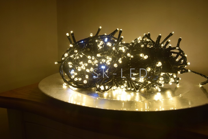 LAMPKI CHOINKOWE 500 LED BIAŁE CIEPŁE FLASH ZEWNĘTRZNE WEWNĘTRZNE