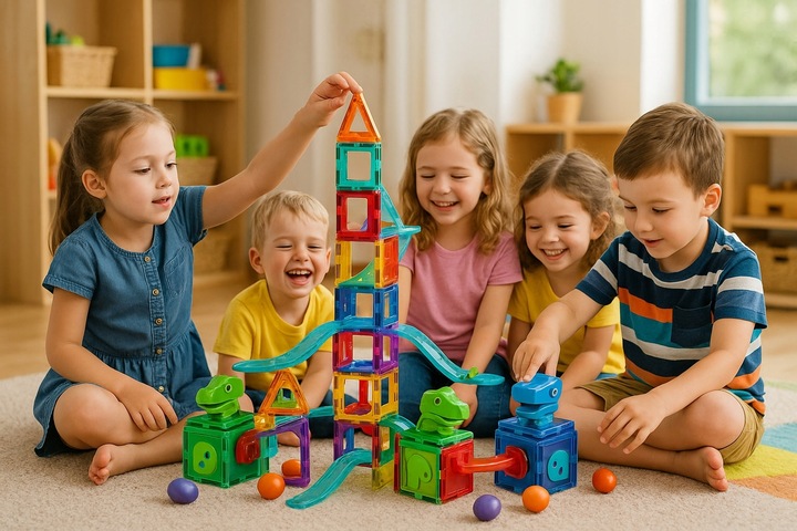 KLOCKI MAGNETYCZNE 178el TOR KULKOWY KULODROM ŚWIECĄCY 129A-1 + GRATIS