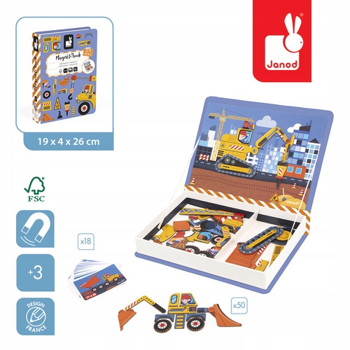 Magnetibook Plac budowy Janod 3+ układanka magnetyczna puzzle GRATIS MELI