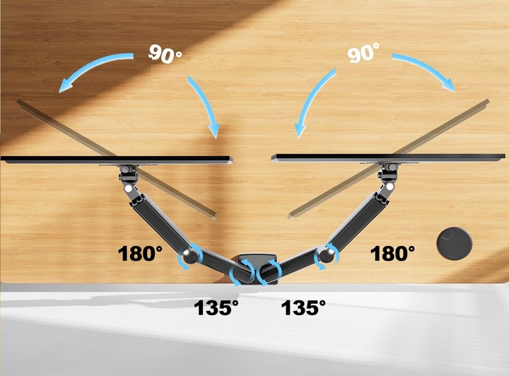 Regulowany PODWÓJNY Uchwyt Biurkowy do Monitora WIESZAK DWA Monitory 13-32"