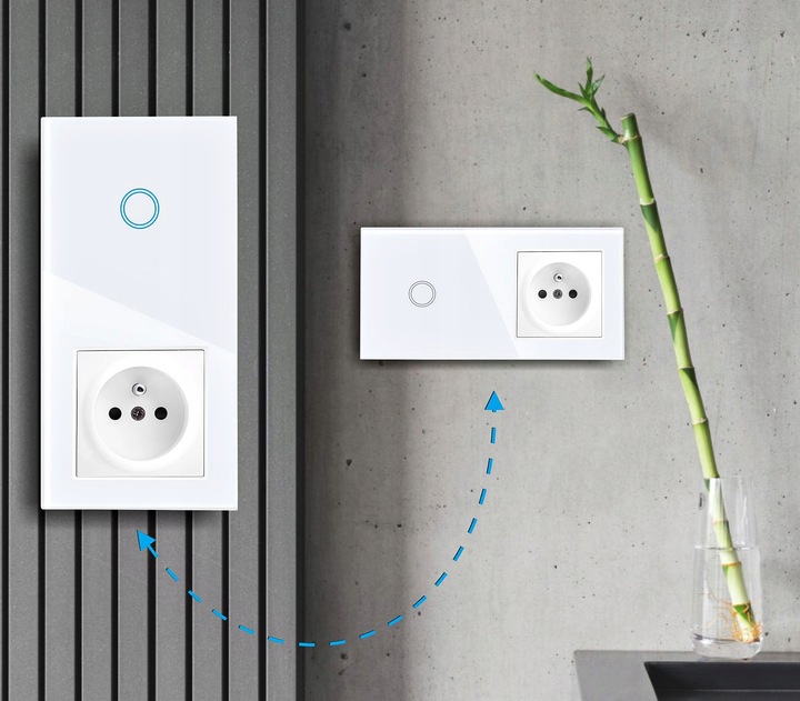 GNIAZDO GNIAZDKO SZKLANE Z BOLCEM Z WŁĄCZNIKIEM POJEDYNCZYM BIAŁE PANEL