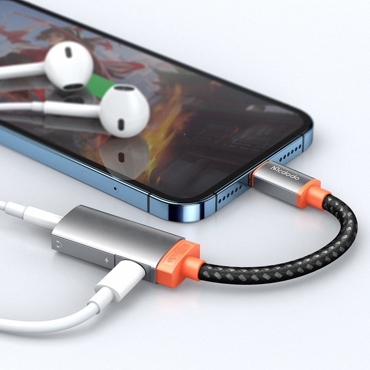 MCDODO PRZEJŚCIÓWKA ADAPTER LIGHTNING MINI JACK 3,5MM KABEL DO IPHONE 13 14