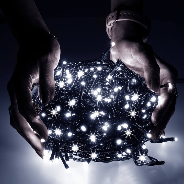 LAMPKI CHOINKOWE 1000LED ZEWNĘTRZNE KURTYNA ŚWIETLNA IP44 BIAŁE ZIMNE FLASH