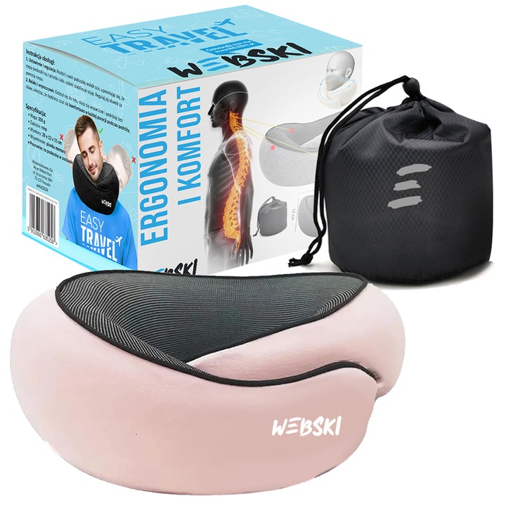 WYGODNA PODUSZKA ROGAL NA SZYJE MEMORY PIANKA PODRÓŻNA ZDEJMOWANA PODSZEWKA