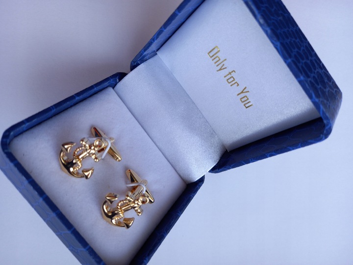 Złote spinki do koszul Kotwice Marine dla Żeglarza