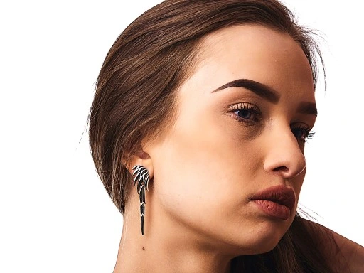 KOLCZYKI SREBRNE 925 WISZĄCE SKRZYDŁA ANIOŁA DŁUGIE OKAZAŁE SREBRO 925