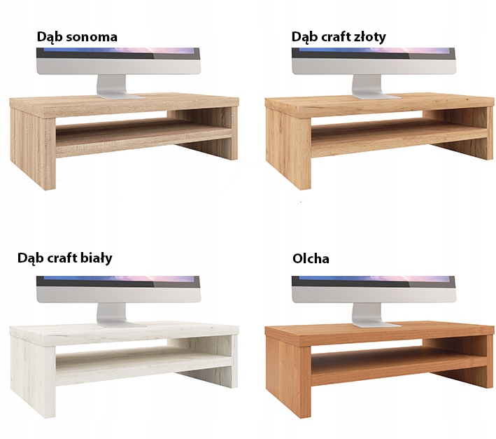 Podstawka pod monitor Na Wymiar z półką Dąb Sonoma niewidoczny montaż