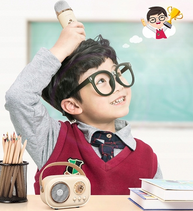MIKROFON BEZPRZEWODOWY KARAOKE GŁOŚNIK BLUETOOTH RETRO DLA DZIECI PREZENT
