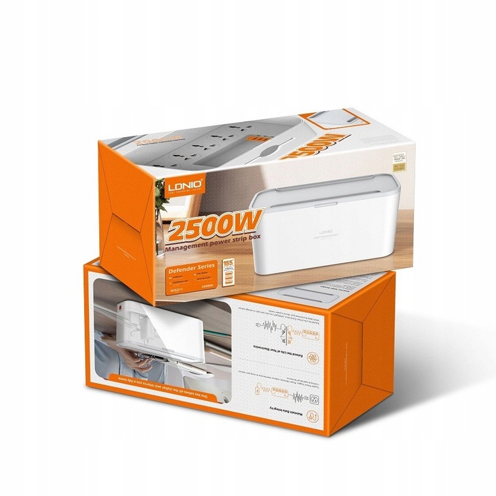 Listwa zasilająca Antyprzepięciowa 2 m ORGANIZER na kable 5 gniazd USB