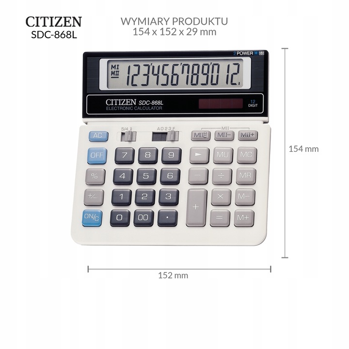 Kalkulator biurowy CITIZEN SDC-868L 12-cyfrowy