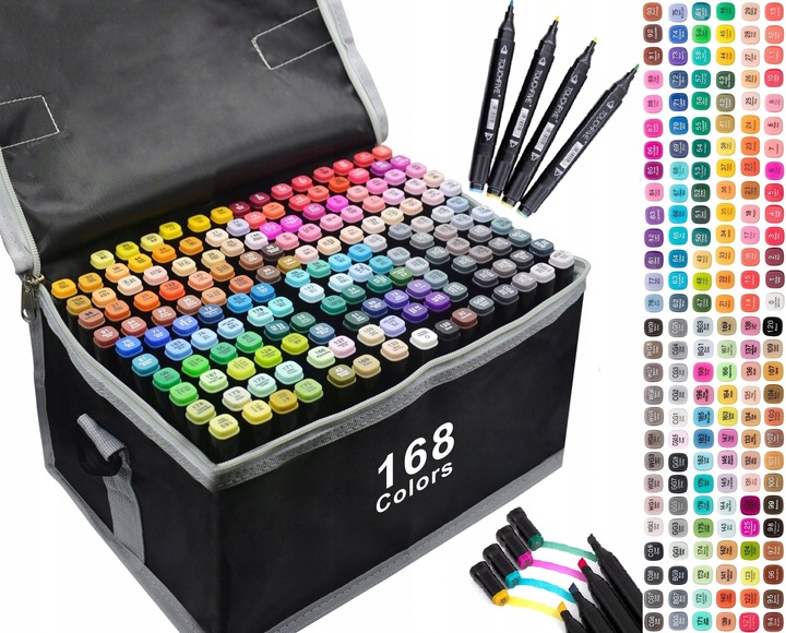 Markery alkoholowe flamastry mazaki pisaki dwustronne touch podstawka 168