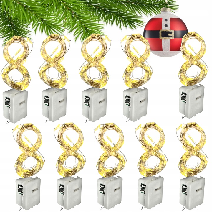 ŚWIATEŁKA LED LAMPKI CHOINKOWE MIKRO DRUCIKI Z BATERIAMI ŚWIĄTECZNY STROIK