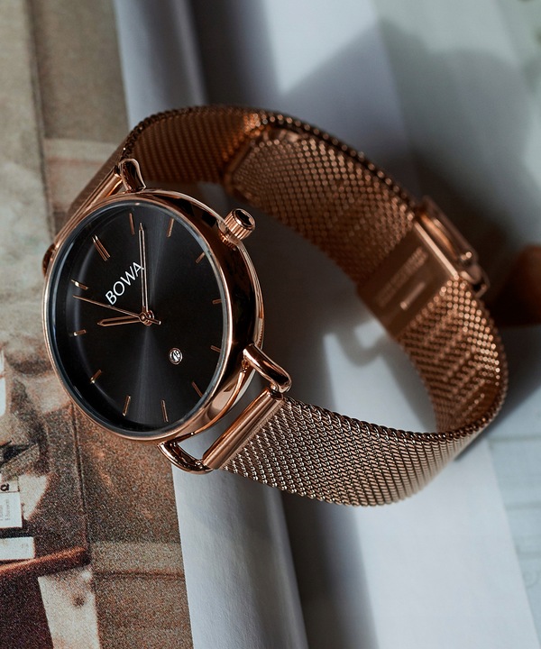 Zegarek damski BOWA Milan Black Rose-Gold Mesh 34 Bowa-MI347-17-167M