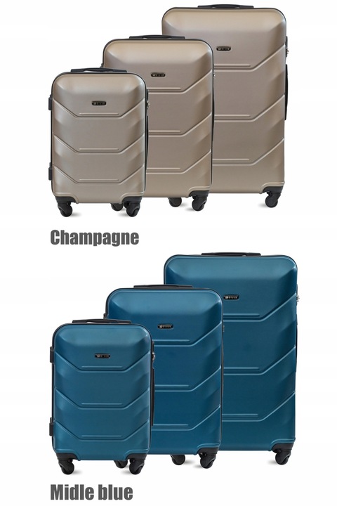 ZESTAW KOMPLET WALIZEK ABS 3IN1 MOCNA TWARDA BLOOM 15 KOLORÓW