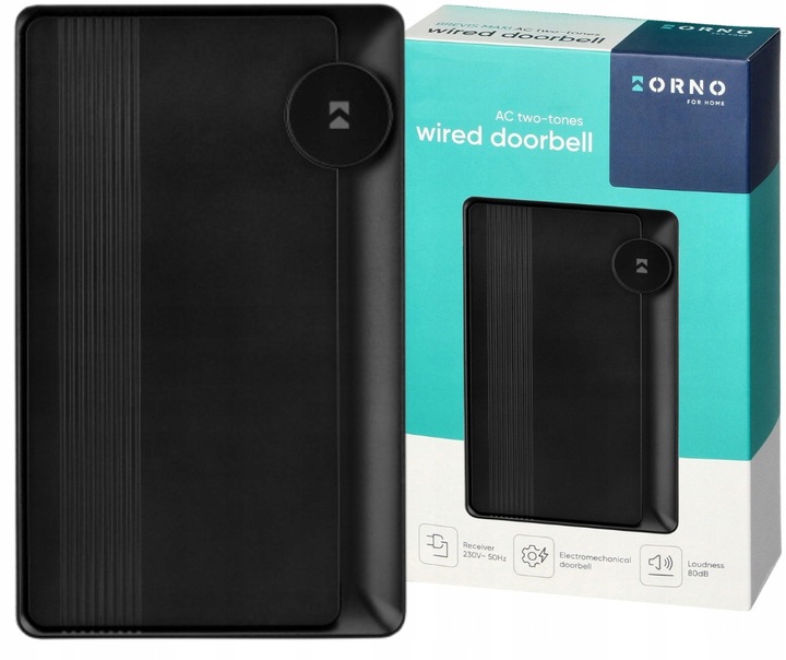 Dzwonek do drzwi przewodowy 230V 2-tonowy DING-DONG czarny 80dB ORNO