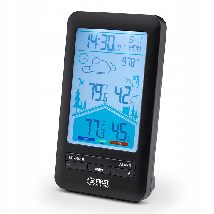 Bezprzewodowa stacja pogody ZEGAR HIGROMETR FIRST AUSTRIA