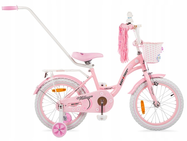 Rower dla dziewczynki Mexller 16" Village Rowerek dziecięcy + prowadnik