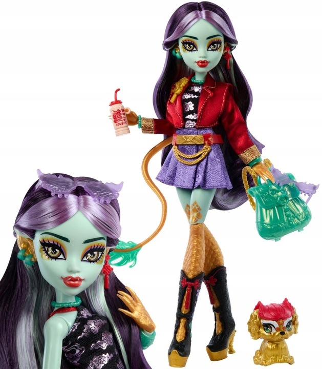 Monster High Lalka podstawowa Jinafire Long 26 cm zwierzątko Cloudy Yun Yun