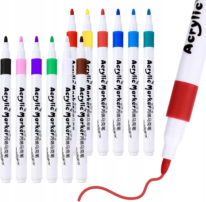 MARKERY AKRYLOWE 24 KOLORY PISAKI FLAMASTRY DO KAMIENI DREWNA TKANIN SZKŁA