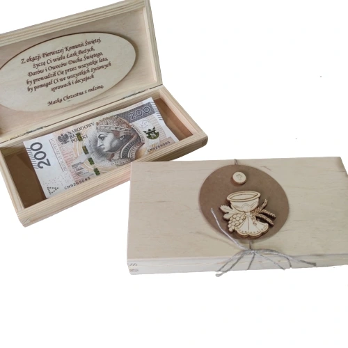 Pudełko koperta Pamiątka I Komunii pudełko na pieniądze czekoladownik