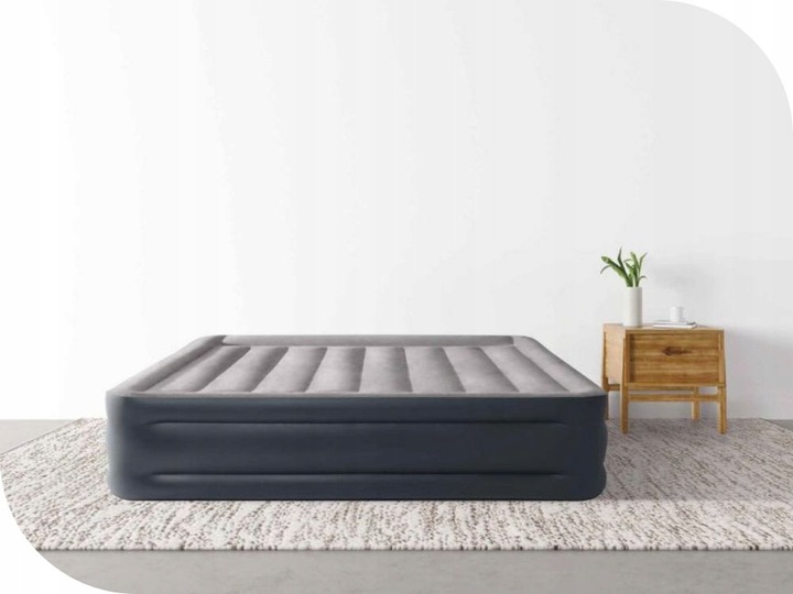 Materac Dmuchany Welurowy do Spania Dwuosobowy Łóżko z Pompką 230V Intex