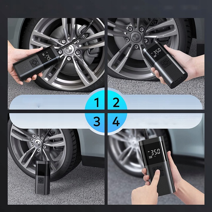 KOMPRESOR SAMOCHODOWY POMPKA DO ROWERU AKUMULATOR 6000 MAH