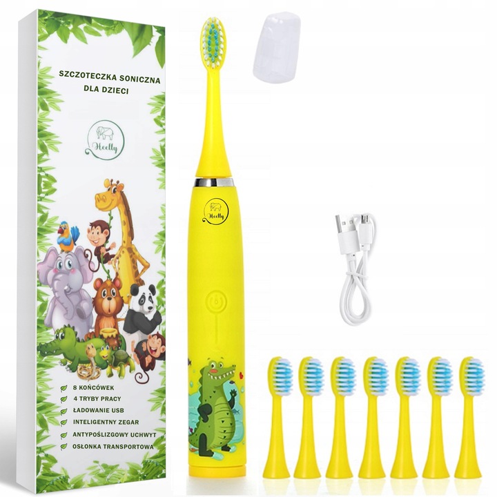 SZCZOTECZKA SONICZNA DLA DZIECI ELEKTRYCZNA DO ZĘBÓW KROKODYL HEELLY