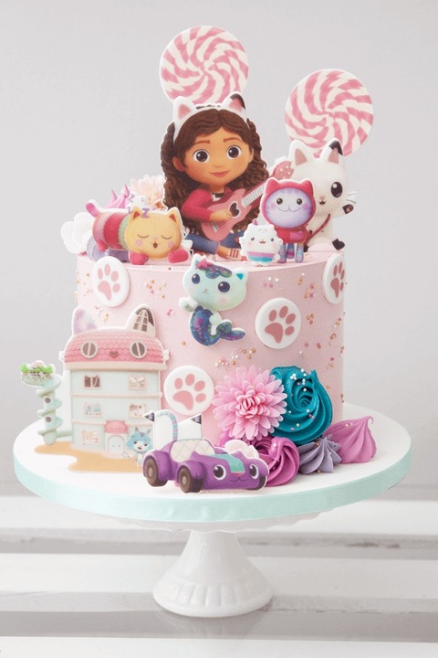 Wydruk Tort KOCI DOMEK GABI 17 El + GRATIS Tabliczka Napis Opłatek