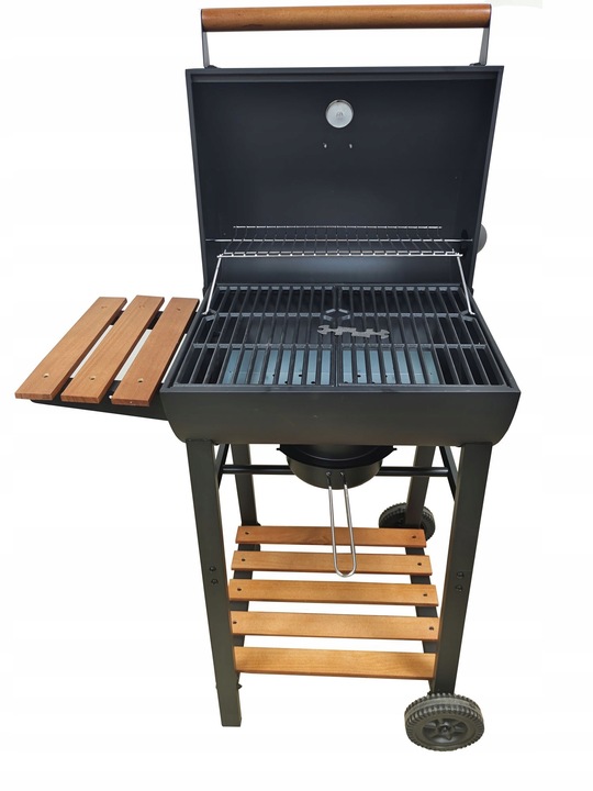 GRILL WĘGLOWY DEKRAFT BECZKA Z RUSZTEM ŻELIWNYM, DREWNO,KOMIN