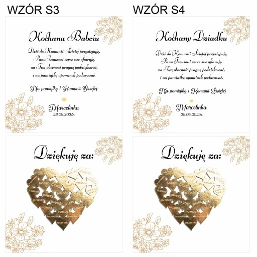PODZIĘKOWANIE Z OKAZJI KOMUNII ŚWIĘTEJ DLA CHRZESTNYCH DZIADKÓW PUDEŁKO 3D