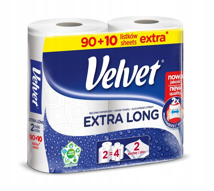 Velvet ręczniki papierowe Extra Long 9x2 rolki 100 listków