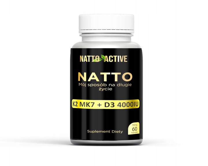 Natto Active Witamina D3 4000 Witamina K2 MK7 Nattokinaza – 60 kapsułek