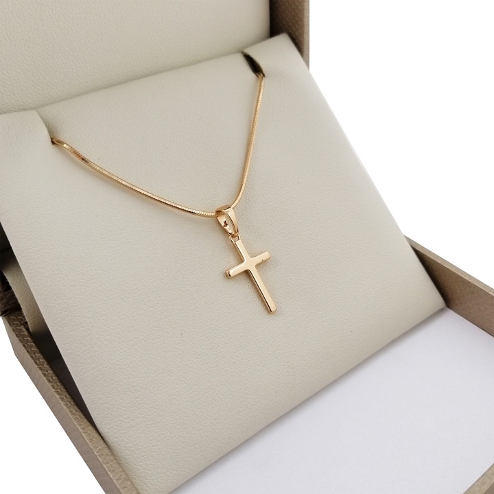 ZŁOTY ŁAŃCUSZEK NASZYJNIK ŻMIJKA Z KRZYŻYKIEM 18k STAL CHIRURGICZNA+GRATISY