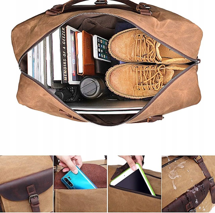 Duża pojemna torba podróżna paskiem na ramię Turystyczna Pojemna 54x27x32cm