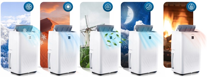 Klimatyzator przenośny z funkcją grzania 4kW OSUSZACZ 34l/24h WiFi BD-581