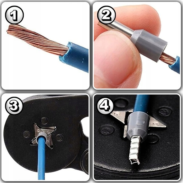 ZACISKARKA PRASKA DO KONEKTORÓW KOŃCÓWEK KABLI PRZEWODÓW + 1300 TULEJEK