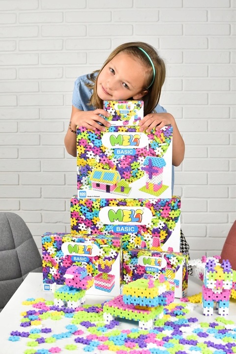 KLOCKI KONSTRUKCYJNE WAFLE MELI BASIC PINK 600 Szt GOFRY PUZZLE 3D MINI