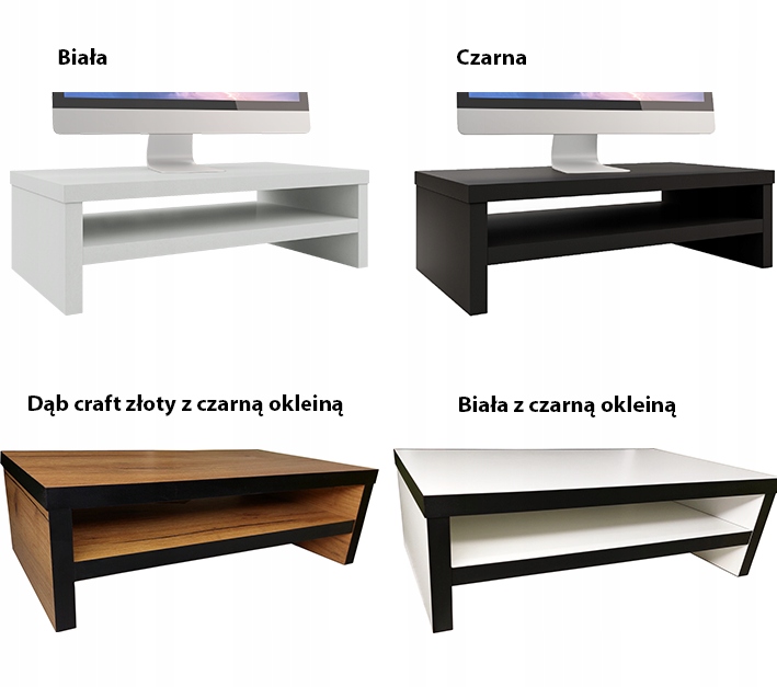 Podstawka pod monitor Na Wymiar z półką Dąb Sonoma niewidoczny montaż