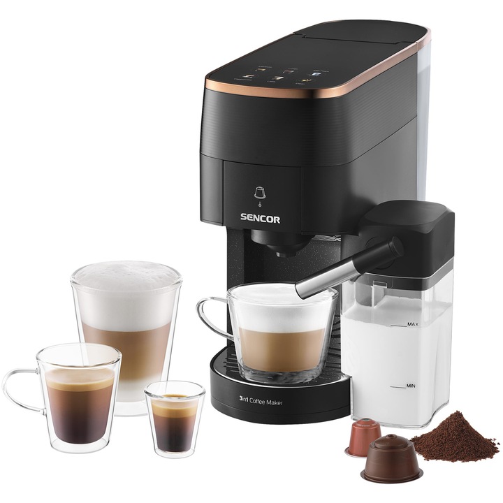 Ekspres do Kawy Kapsułkowy 3W1 Sencor SCC3000BK 1450W Nespresso Dolce Gusto