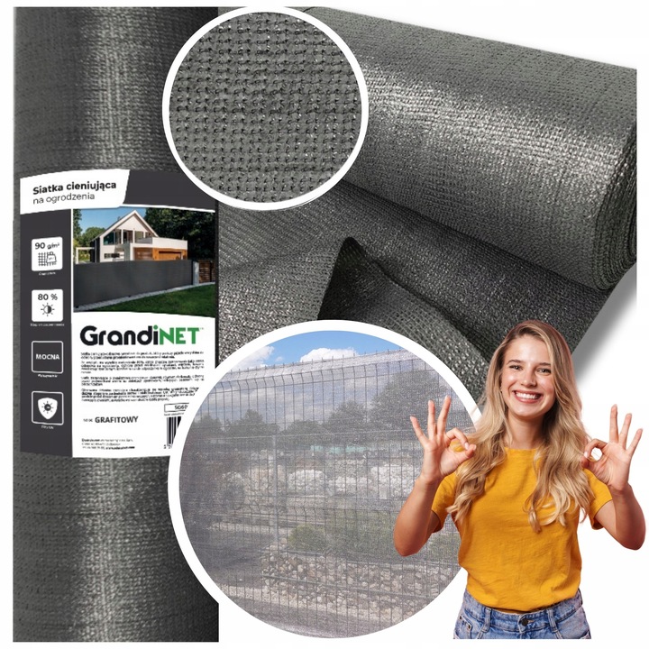 Siatka Maskująca 2x15m 80% Grafitowa Osłona Wiatr Maskująca Ogrodzenie Płot