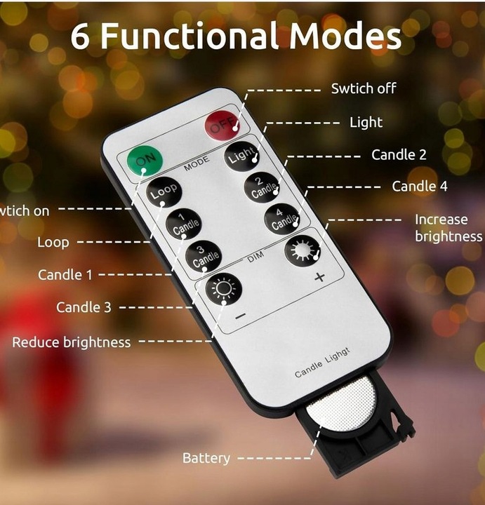 RETRO LAMPKI OŚWIETLENIE CHOINKOWE LED ŚWIECE 40szt. PILOT ŚWIECZKI