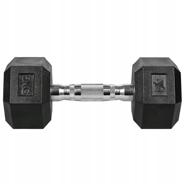 HANTLA HEX 5KG CIĘŻAREK OGUMOWANY SOLIDNY HANTEL WYTRZYMAŁY STALOWY PREMIUM