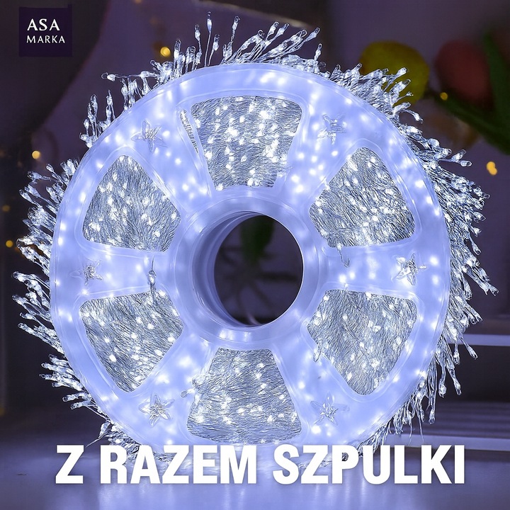 Girlanda LED 30m 1000 diod IP44 zimna biała 8 funkcji do wnętrz i zewnątrz