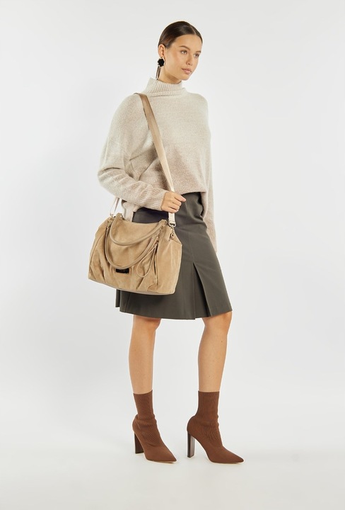 Monnari Torba Worek Luźna Torebka Zamszowa Miękka Shopperka Na Ramię