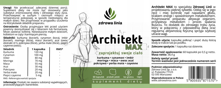 Architekt Max odchudzanie FAT BURNER Spalacz tłuszczu Metabolizm