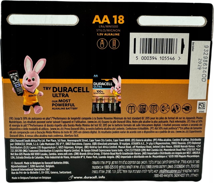 Bateria alkaliczna Duracell Plus AA LR6 MN1500 18 sztuk ORYGINAŁ