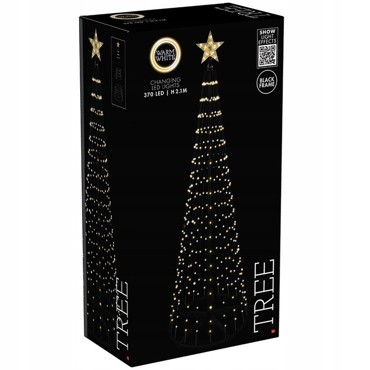 Choinka ŚWIECĄCA dekoracja zewnętrzna ogrodowa z lampkami czubkiem 210 cm