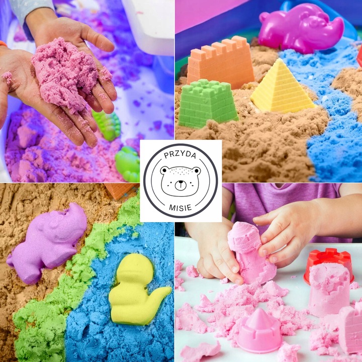 DUZY ZESTAW XXL PIASEK KINETYCZNY 5 KG BASEN ŁOPATKA PIASKOWNICA STATEK