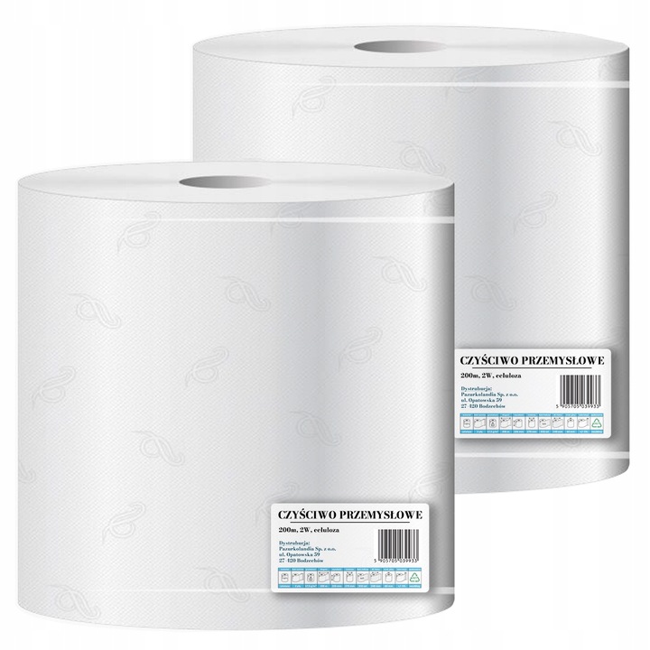 CZYŚCIWO przemysłowe DUŻY RĘCZNIK PAPIEROWY 2W celuloza rolka 2 sztuki 200m